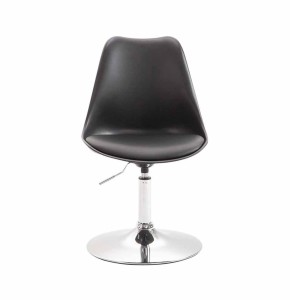 Silla de Confidente MOLLY, Base Cromada, Piel Negra