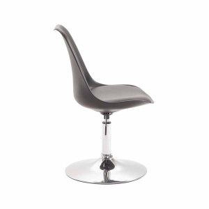 Silla de Confidente MOLLY, Base Cromada, Piel Negra