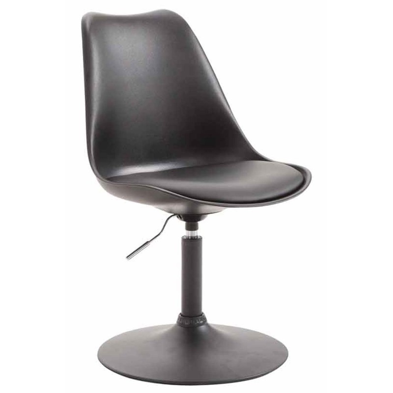 Silla de Confidente MOLLY, Base Negra, Piel Negra