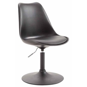 Silla de Confidente MOLLY, Base Negra, Piel Negra