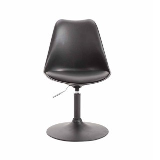 Silla de Confidente MOLLY, Base Negra, Piel Negra 2