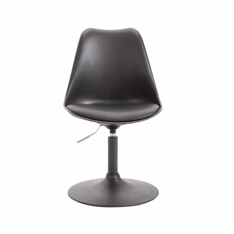 Silla de Confidente MOLLY, Base Negra, Piel Negra