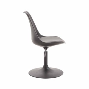 Silla de Confidente MOLLY, Base Negra, Piel Negra