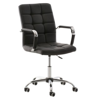 Sillón de oficina BRISTOL, reposabrazos metálicos, piel color Negro