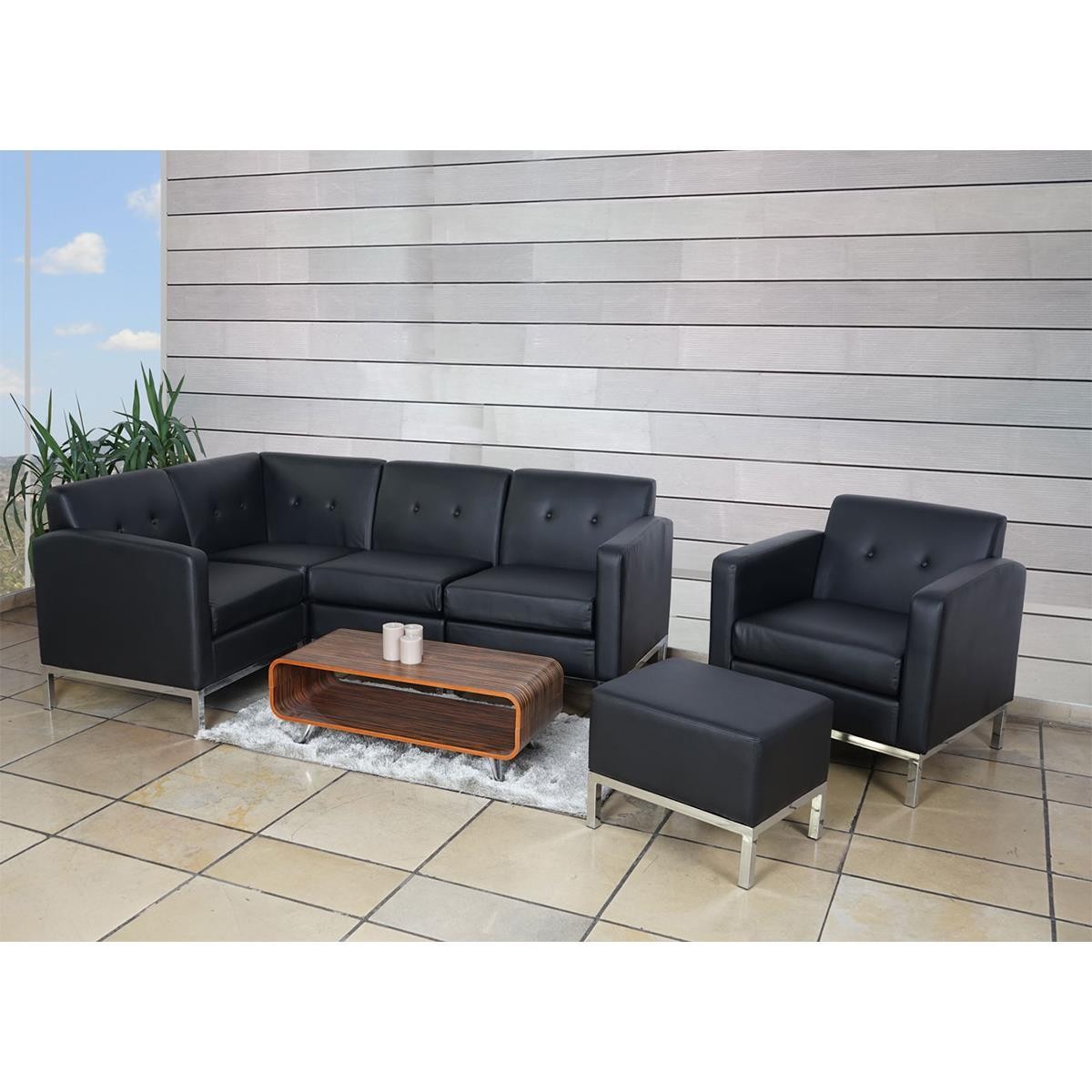 Sofá DEXTER 2 PLAZAS, Diseño Moderno, Gran Confort, en Piel Negra