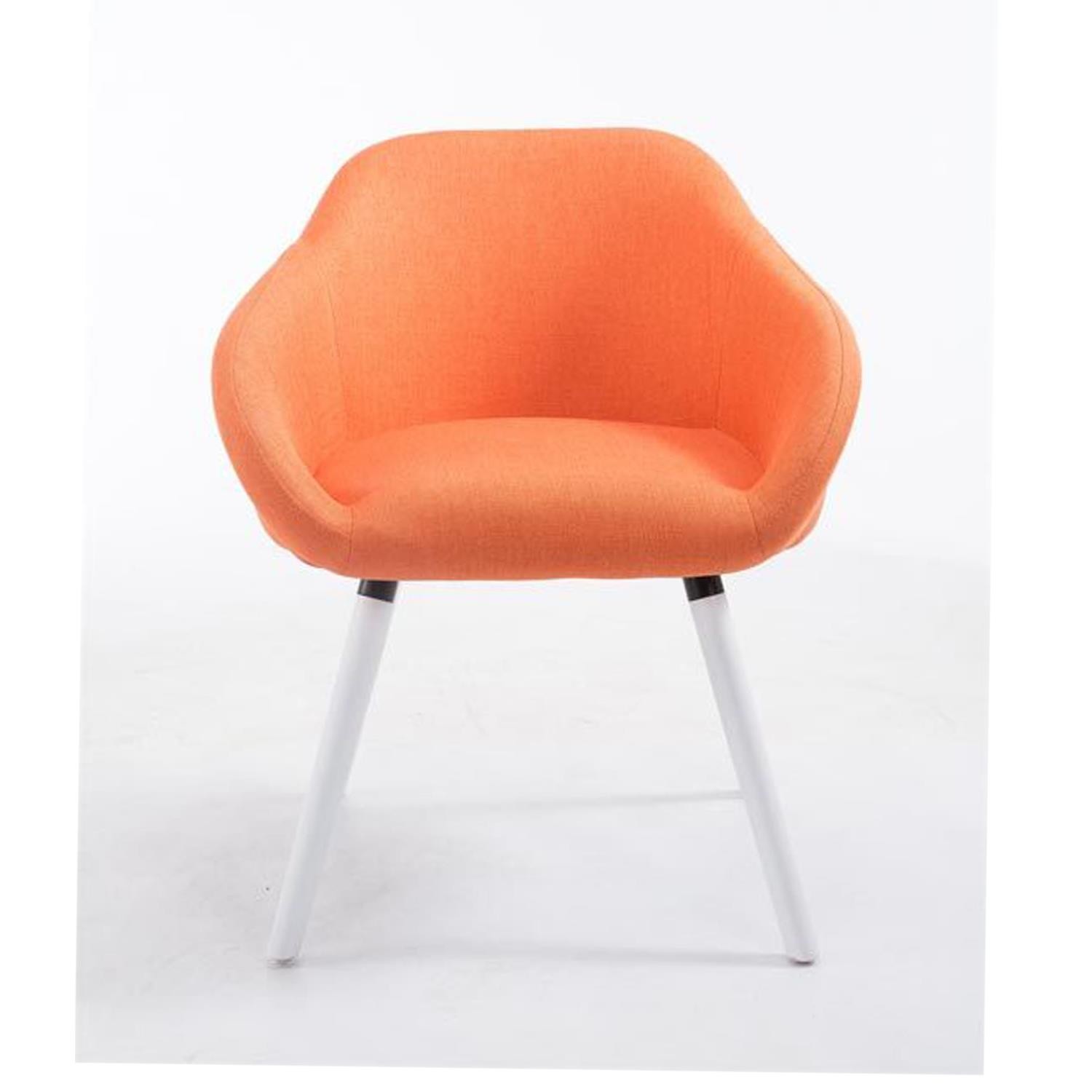 Silla de Confidente CINTIA, Grueso Acolchado, Patas Blancas, en Tela Negra