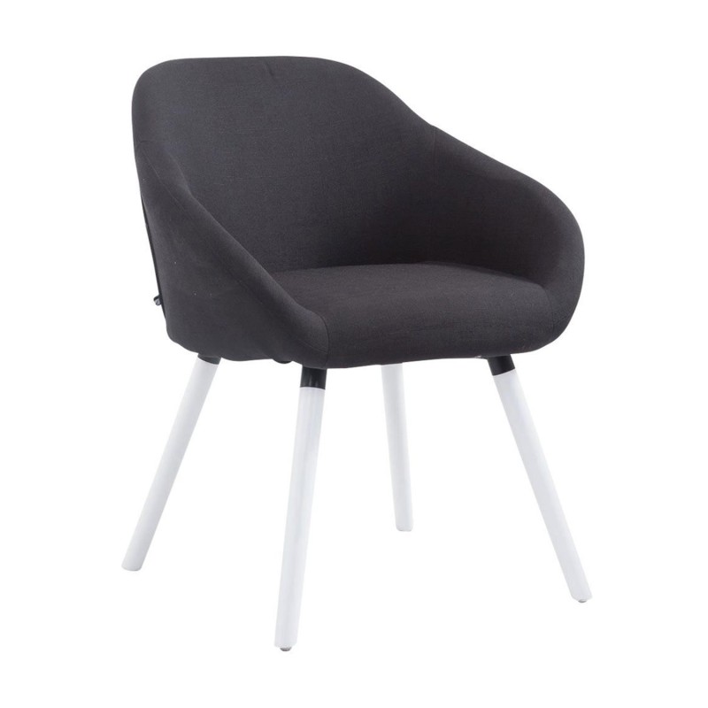 Silla de Confidente CINTIA, Patas Blancas, Tela Negra