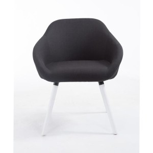 Silla de Confidente CINTIA, Patas Blancas, Tela Negra