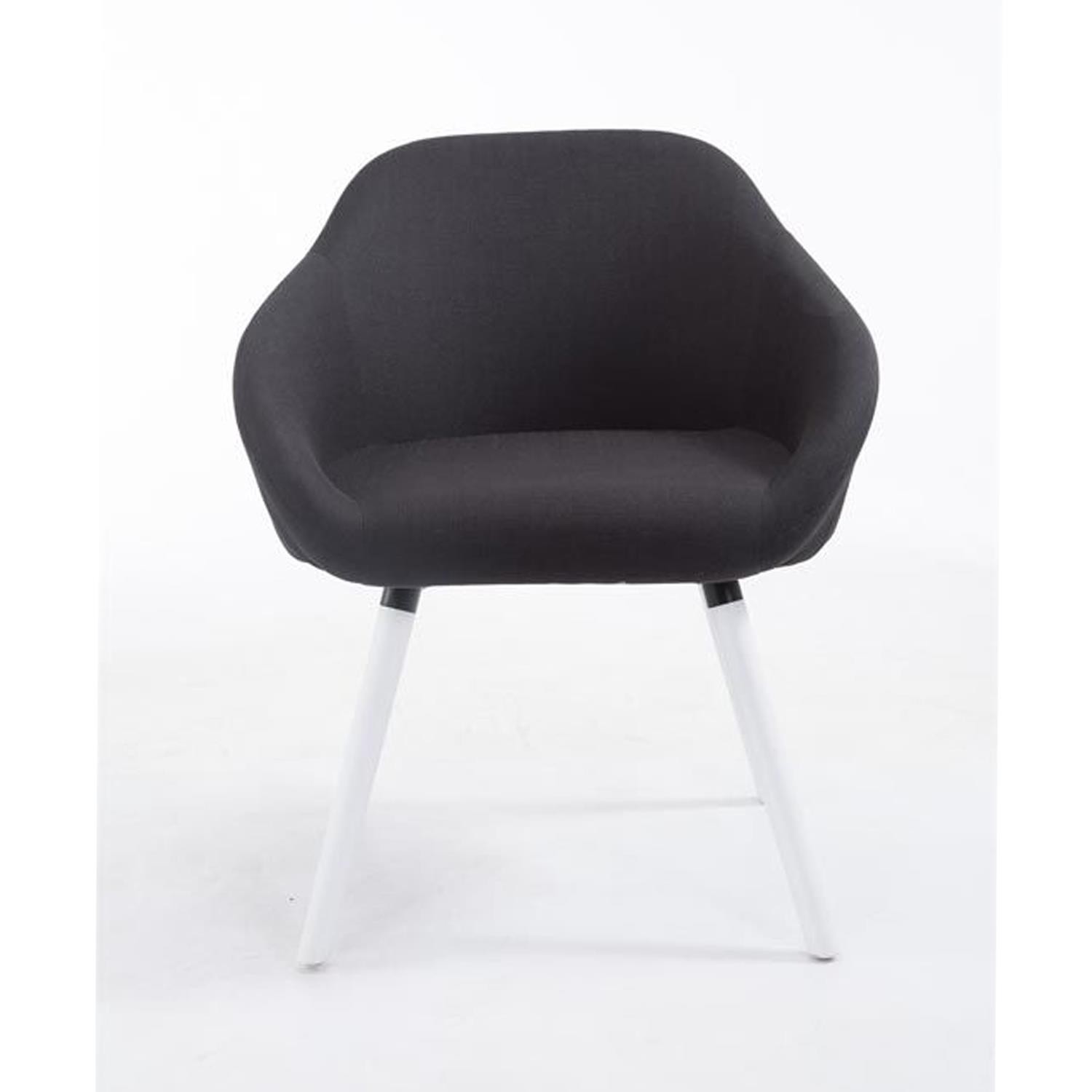 Silla de Confidente CINTIA, Grueso Acolchado, Patas Blancas, en Tela Negra