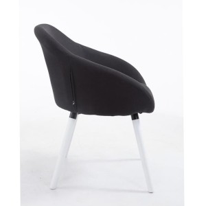 Silla de Confidente CINTIA, Patas Blancas, Tela Negra