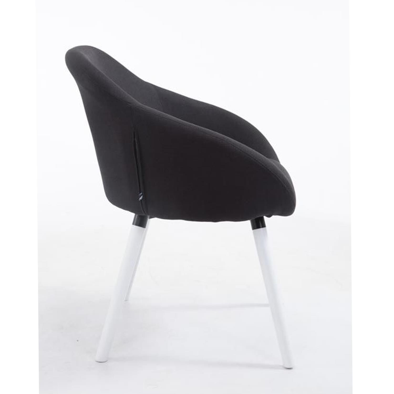 Silla de Confidente CINTIA, Grueso Acolchado, Patas Blancas, en Tela Negra