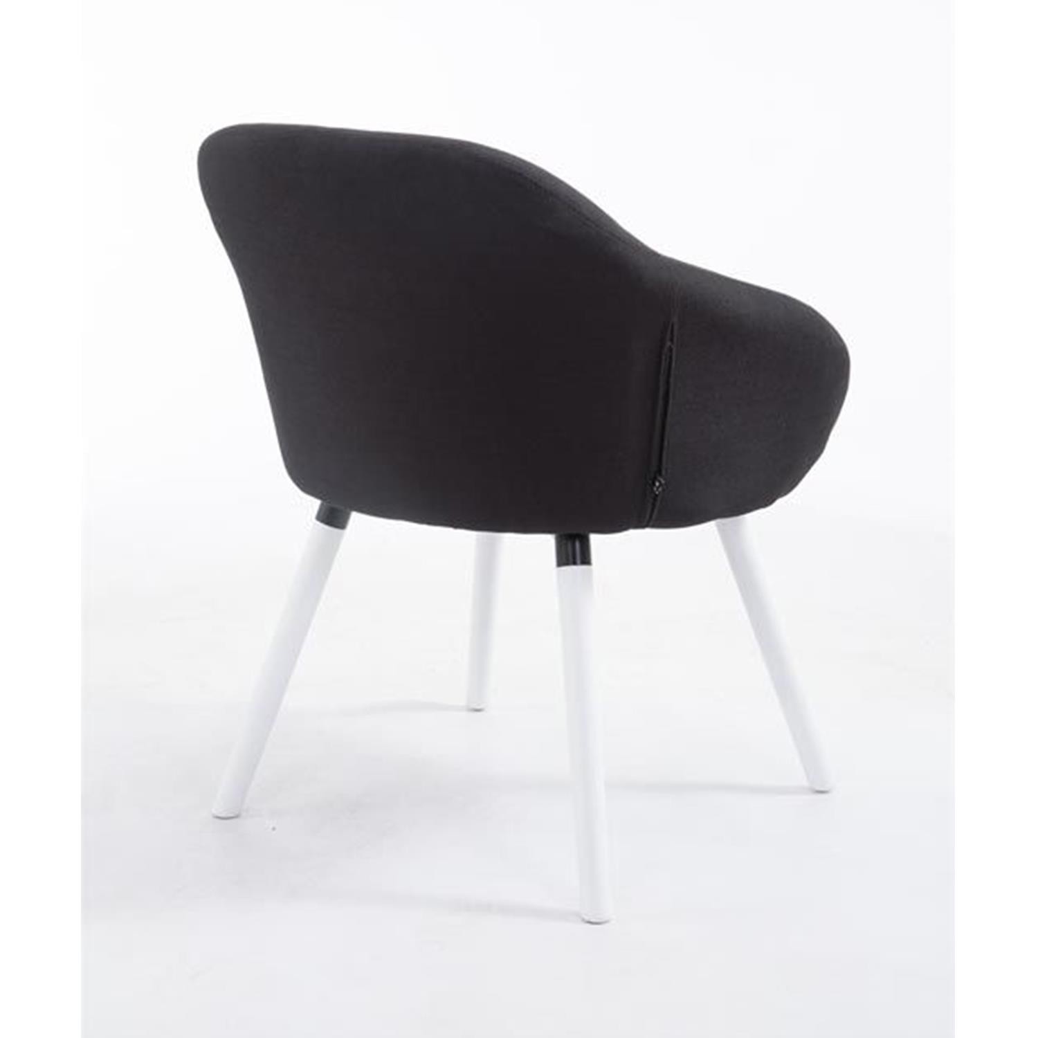 Silla de Confidente CINTIA, Grueso Acolchado, Patas Blancas, en Tela Negra