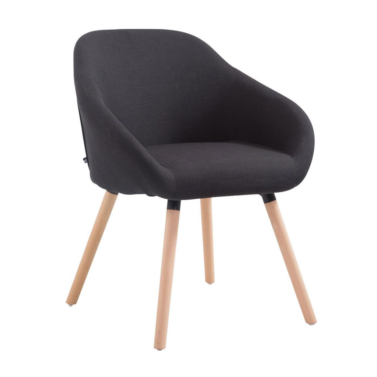 Silla de Confidente CINTIA, Grueso Acolchado, Patas Claras, en Tela Negra