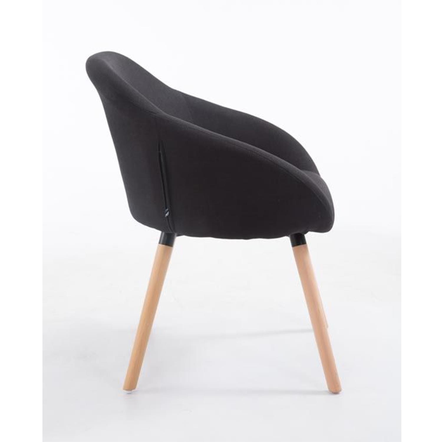 Silla de Confidente CINTIA, Grueso Acolchado, Patas Claras, en Tela Negra