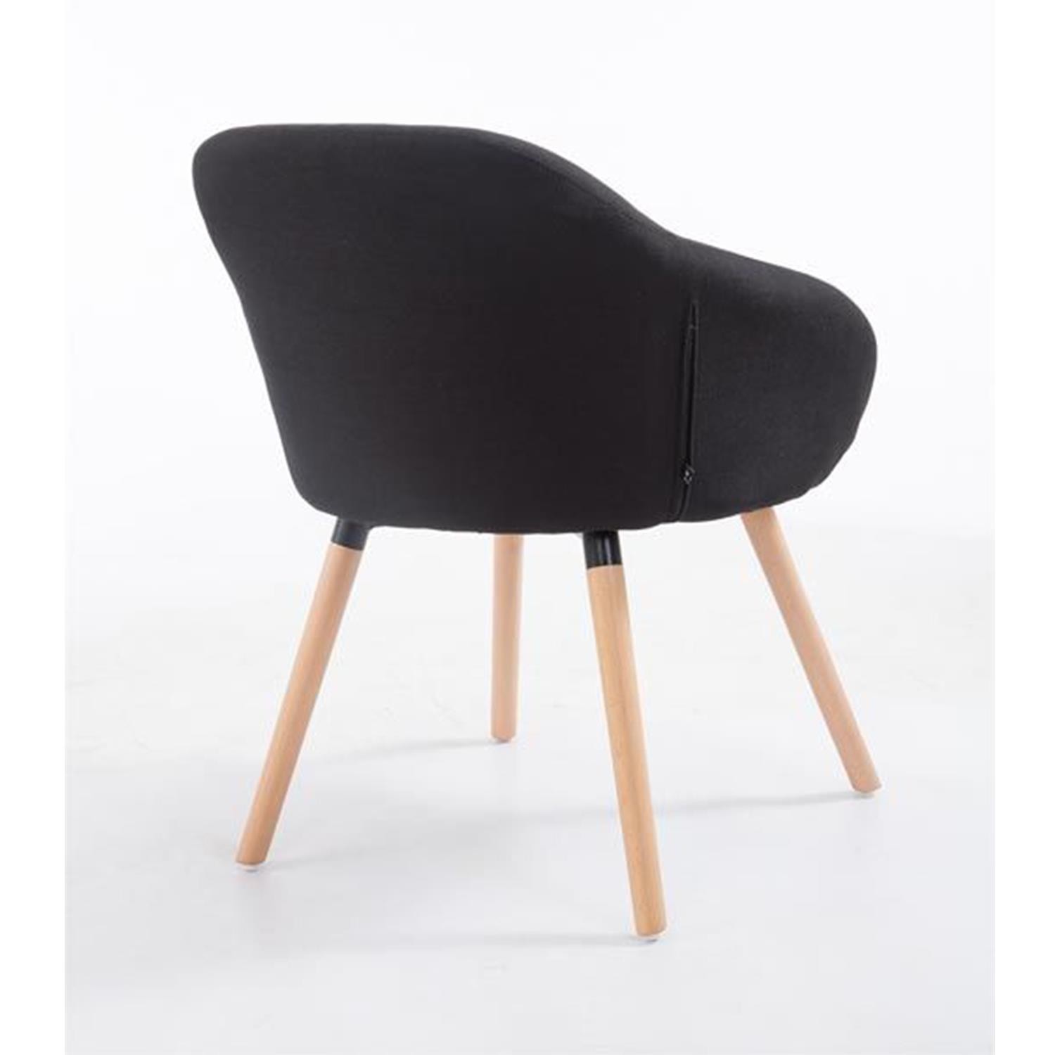 Silla de Confidente CINTIA, Grueso Acolchado, Patas Claras, en Tela Negra