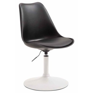 Silla de Confidente MOLLY, Base Blanca, Piel Negra