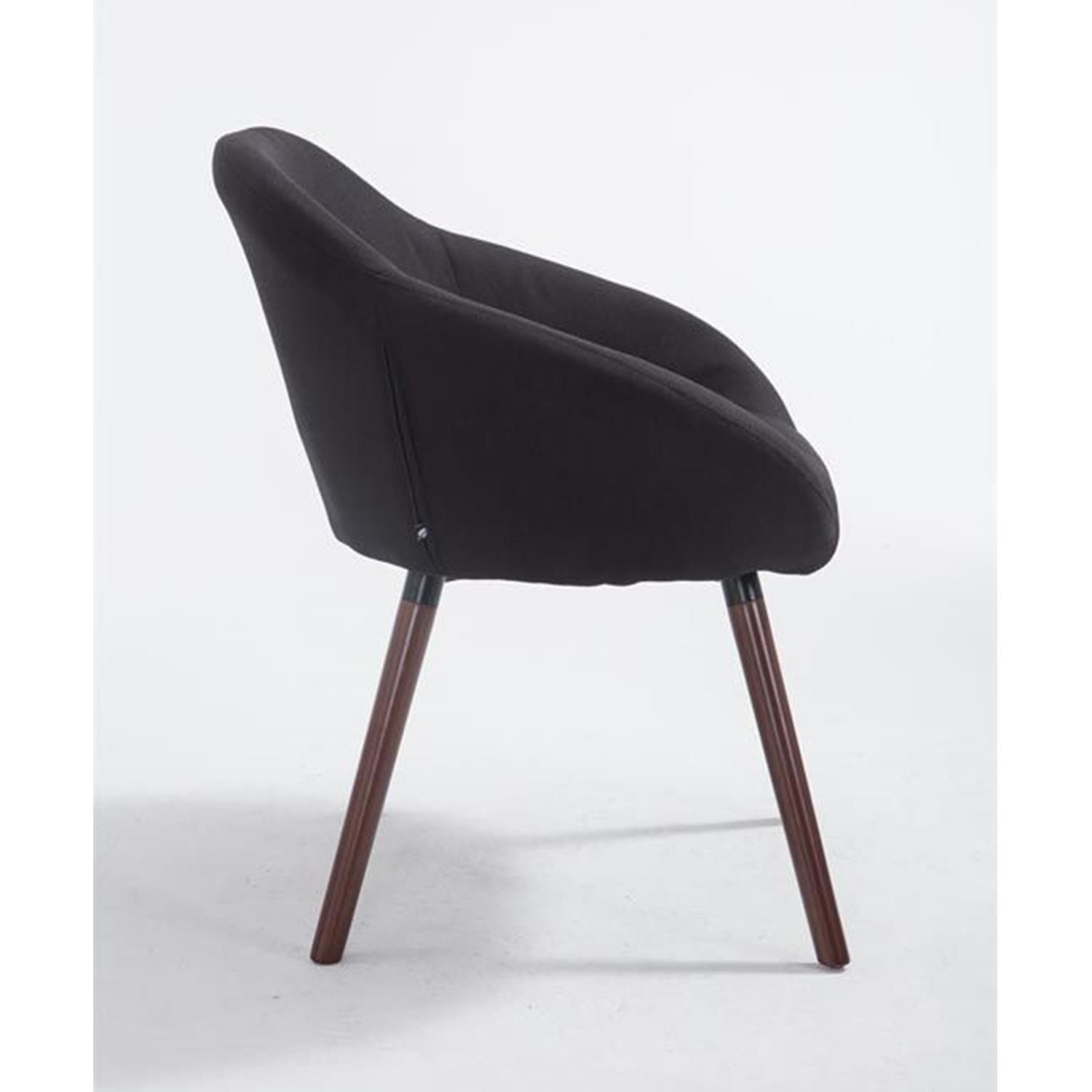 Silla de Confidente CINTIA, Grueso Acolchado, Patas Nogal, en Tela Negra