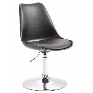 Silla de Confidente MOLLY, Base Cromada, Piel Negra