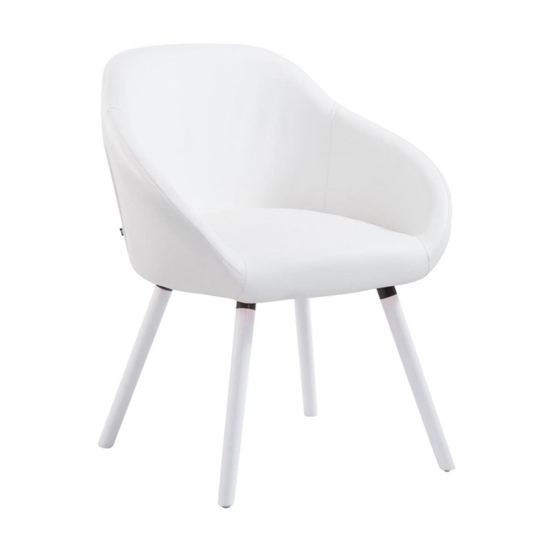 Silla de Confidente CINTIA PIEL, Patas Blancas, Negro