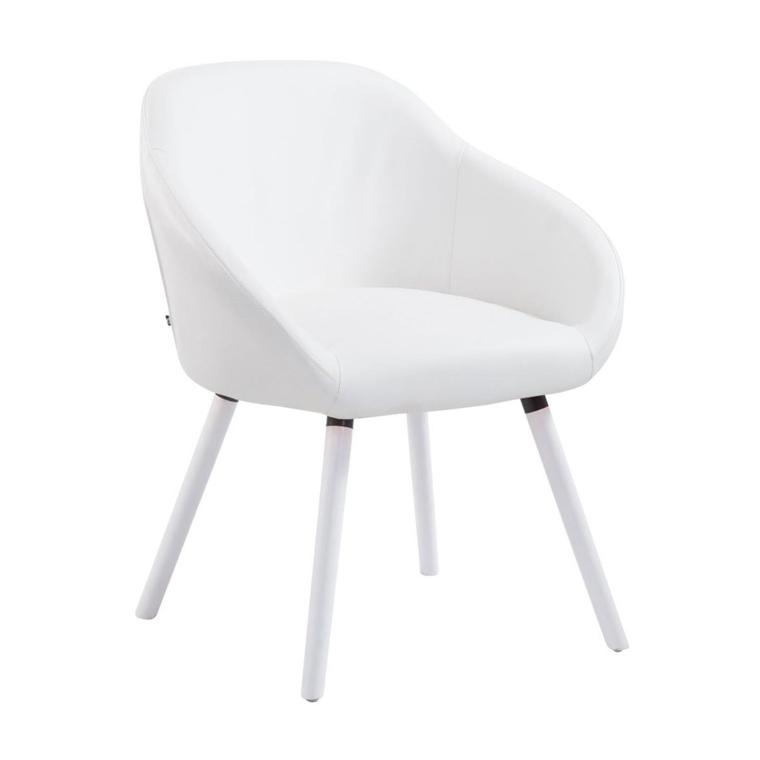Silla de Confidente CINTIA PIEL, Grueso Acolchado, Patas Blancas, en Negro