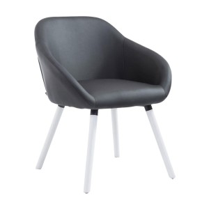 Silla de Confidente CINTIA PIEL, Patas Blancas, Negro