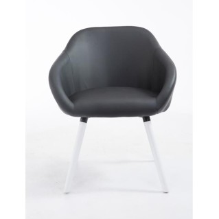 Silla de Confidente CINTIA PIEL, Patas Blancas, Negro 2