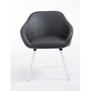 Silla de Confidente CINTIA PIEL, Patas Blancas, Negro