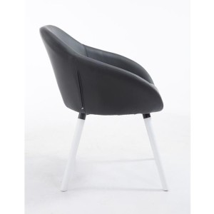 Silla de Confidente CINTIA PIEL, Patas Blancas, Negro