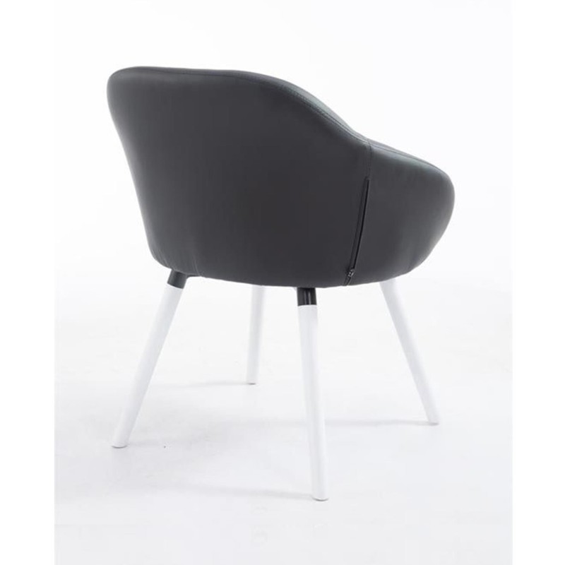 Silla de Confidente CINTIA PIEL, Patas Blancas, Negro