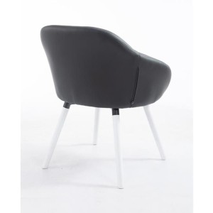 Silla de Confidente CINTIA PIEL, Patas Blancas, Negro