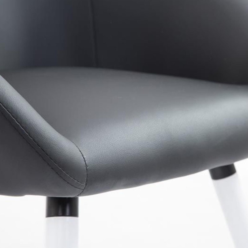 Silla de Confidente CINTIA PIEL, Patas Blancas, Negro