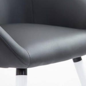 Silla de Confidente CINTIA PIEL, Patas Blancas, Negro