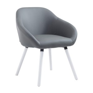 Silla de Confidente CINTIA PIEL, Patas Blancas, Negro