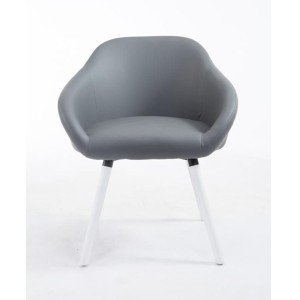 Silla de Confidente CINTIA PIEL, Patas Blancas, Negro