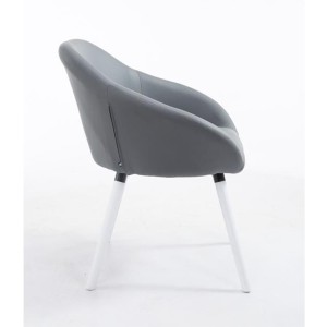 Silla de Confidente CINTIA PIEL, Patas Blancas, Negro