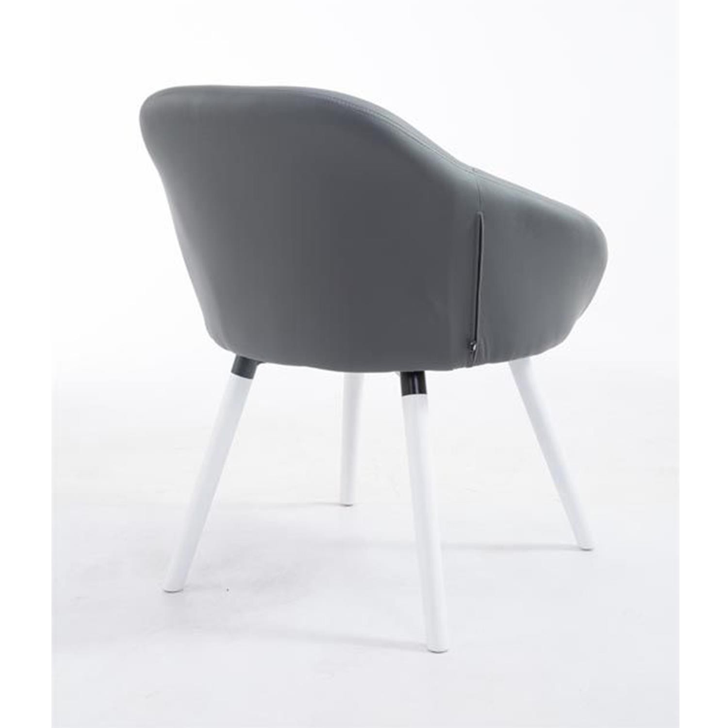 Silla de Confidente CINTIA PIEL, Grueso Acolchado, Patas Blancas, en Negro