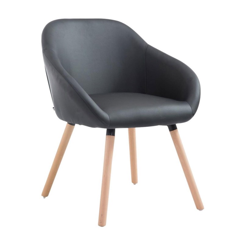 Silla de Confidente CINTIA PIEL, Patas Claras, Negro