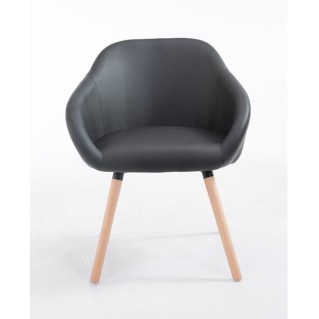 Silla de Confidente CINTIA PIEL, Patas Claras, Negro 2