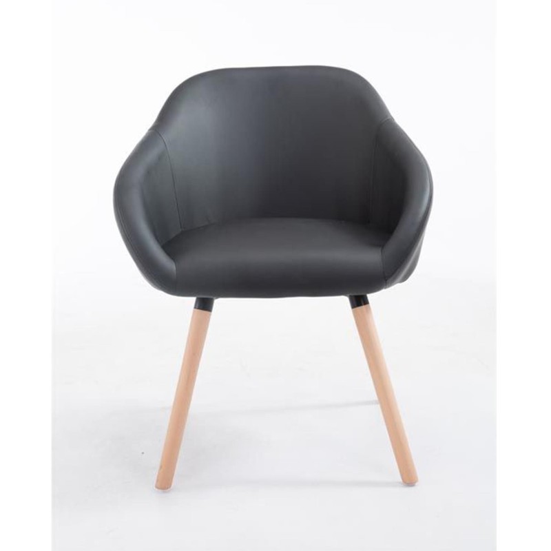 Silla de Confidente CINTIA PIEL, Patas Claras, Negro