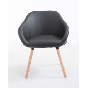 Silla de Confidente CINTIA PIEL, Patas Claras, Negro