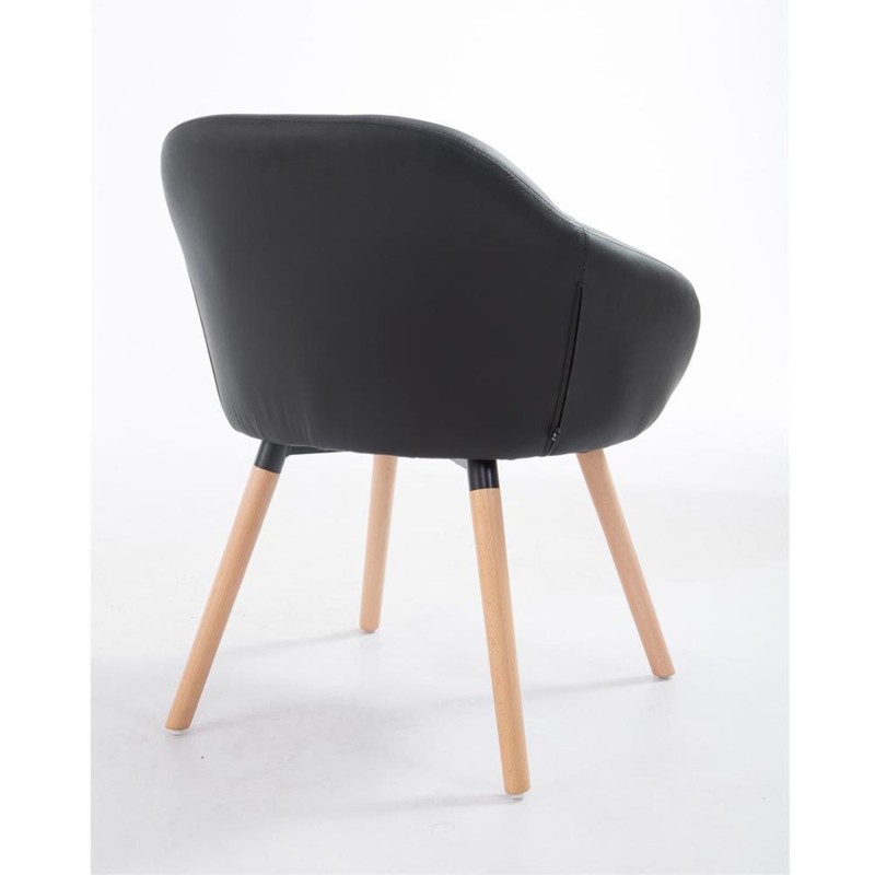 Silla de Confidente CINTIA PIEL, Patas Claras, Negro