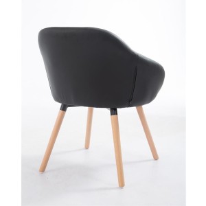 Silla de Confidente CINTIA PIEL, Patas Claras, Negro