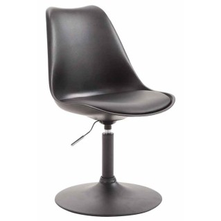 Silla de Confidente MOLLY, Base Negra, Piel Negra