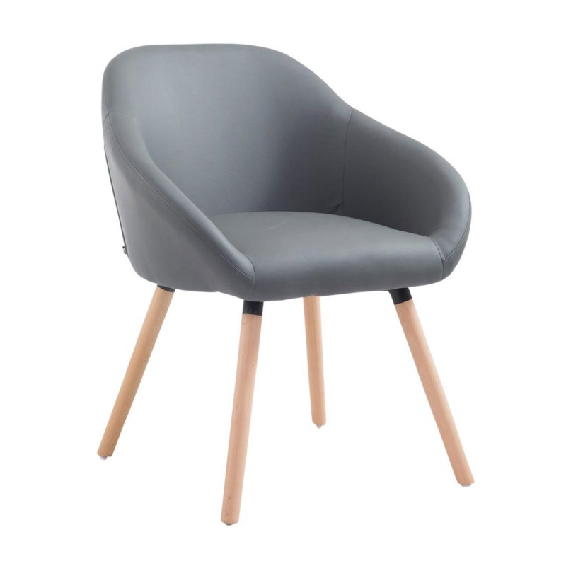 Silla de Confidente CINTIA PIEL, Patas Claras, Negro
