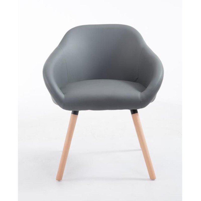 Silla de Confidente CINTIA PIEL, Patas Claras, Negro