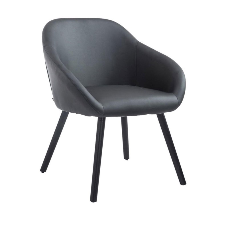 Silla de Confidente CINTIA PIEL, Patas Negras, Negro