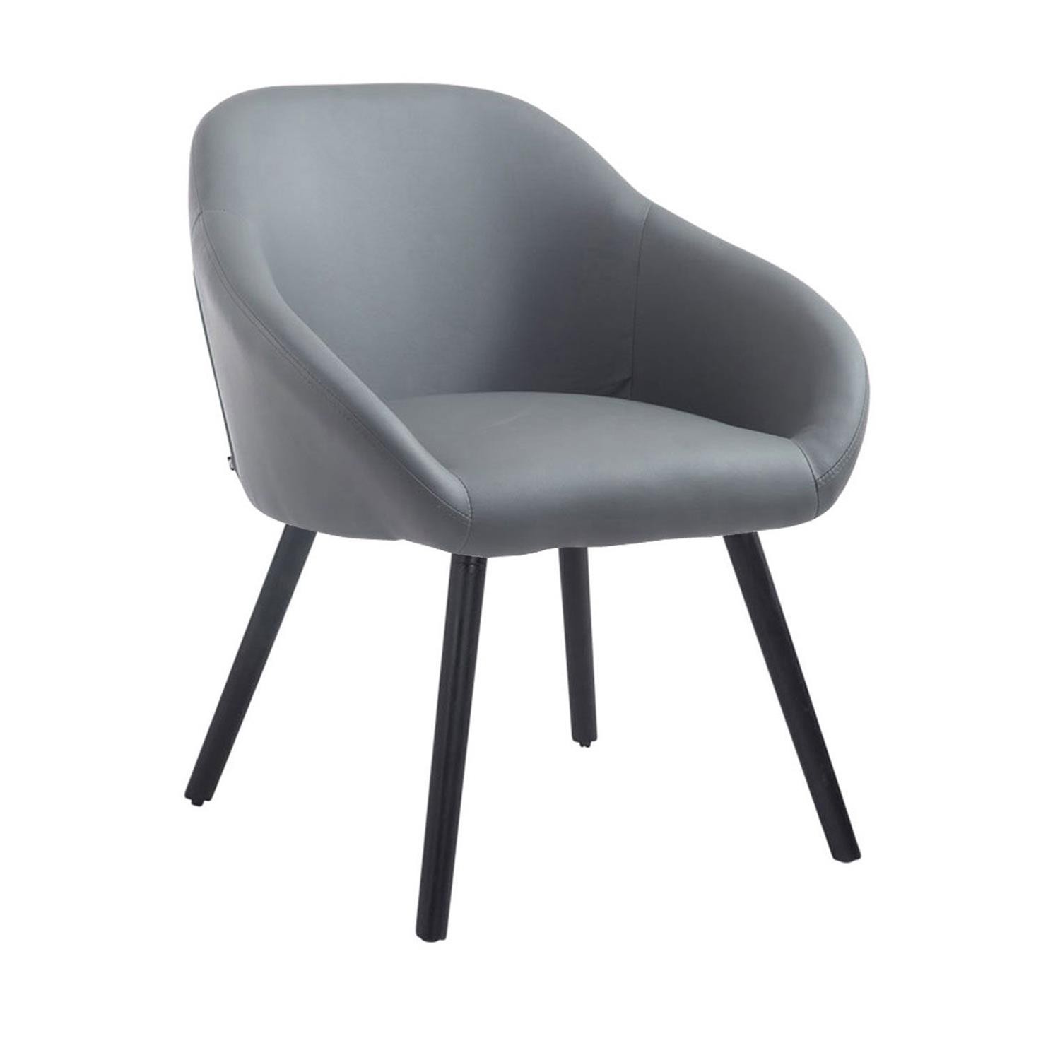 Silla de Confidente CINTIA PIEL, Grueso Acolchado, Patas Negras, en Negro