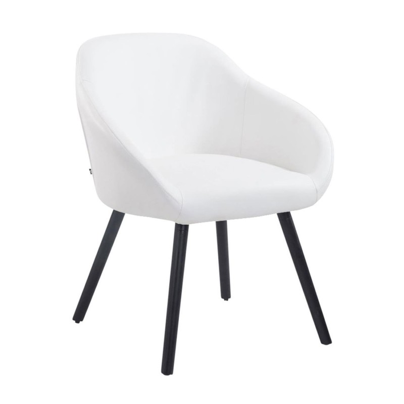 Silla de Confidente CINTIA PIEL, Patas Negras, Negro