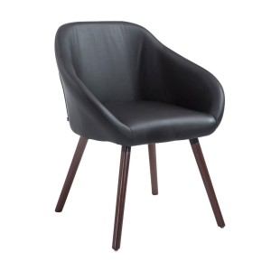 Silla de Confidente CINTIA PIEL, Patas Nogal, Negro