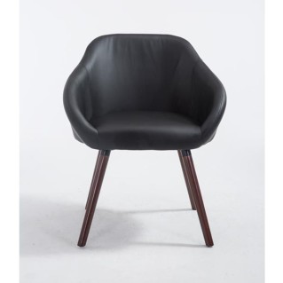 Silla de Confidente CINTIA PIEL, Patas Nogal, Negro 2